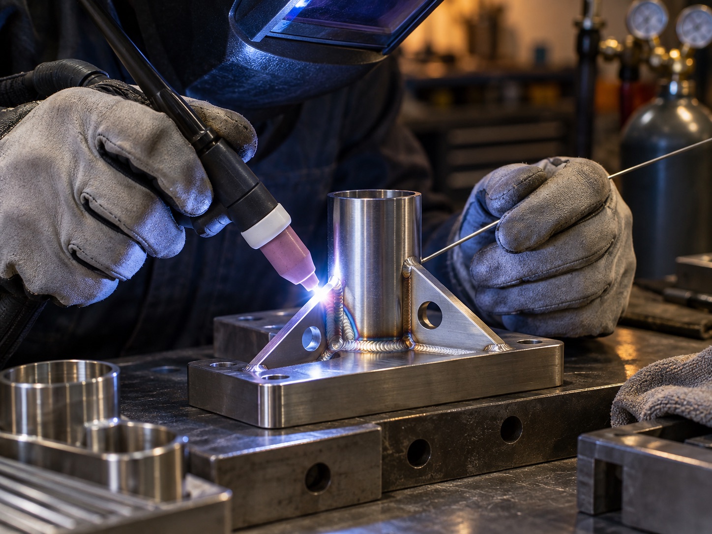 TIG welding a small stainless-steel fabricated assembly